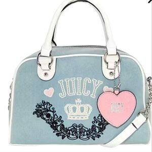 Juicy By Juicy Couture Retro Chic Lt Wash Denim Bowler Satchel NWT